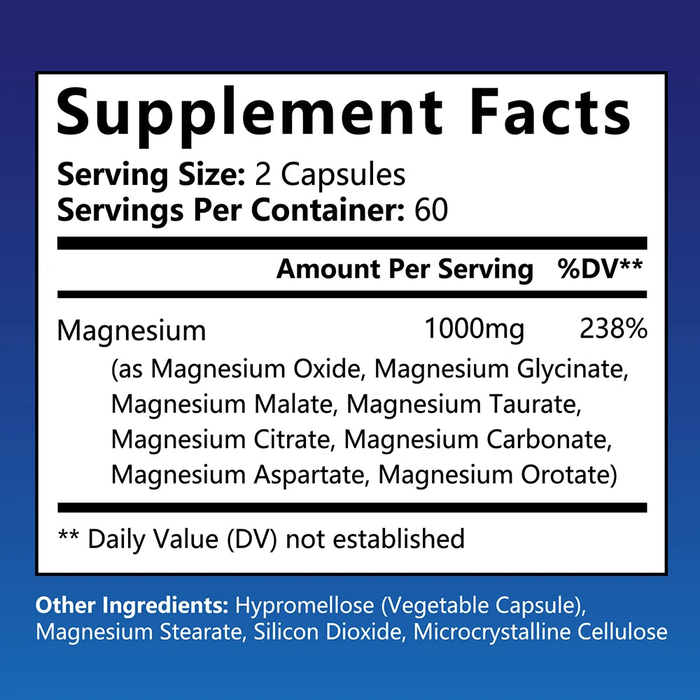 Magnesium Complex 💊 – Glycinate & Malate | Supports Muscle 💪, Bone 🦴, Sleep 😴 & Relaxation 🌿 | 120 Capsules