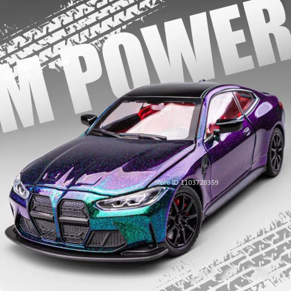 1:24 Miniature M4 or 760Li Model Toy Cars Alloy Diecast Sound Light Doors Opened Pull Back Shock Absorption Toy Vehicles Kids Gifts