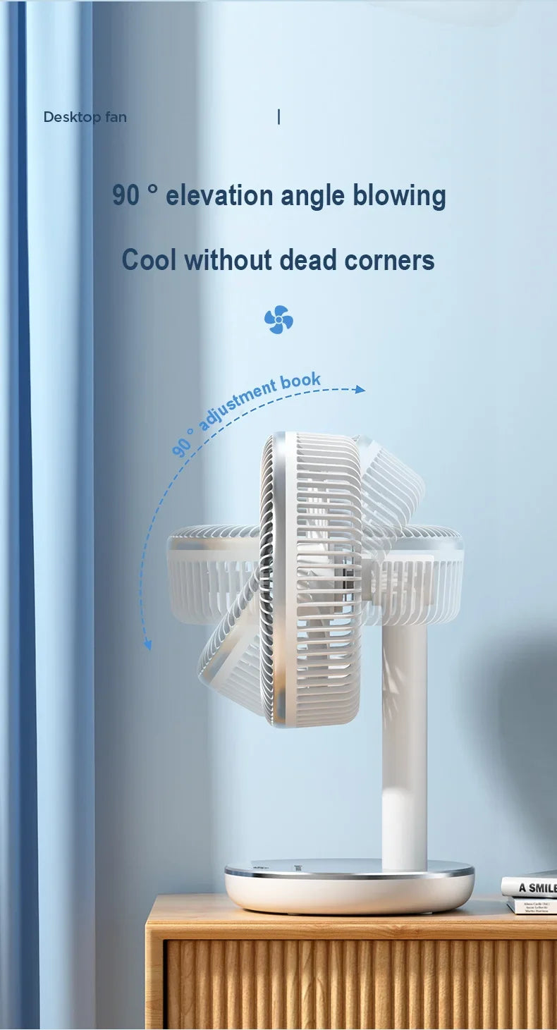 🌬️🔋 7200mAh Rechargeable Desktop Fan – High Wind Portable Table Fan