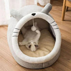 Cozy Washable Pet Lounger Cushion 🐾 Warm Cat Bed House Tent 🐱 Soft Cotton Kennel for Cats &amp; Small Dogs – Winter Nest with Detachable Cushion
