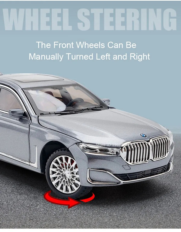 1:24 Miniature M4 or 760Li Model Toy Cars Alloy Diecast Sound Light Doors Opened Pull Back Shock Absorption Toy Vehicles Kids Gifts