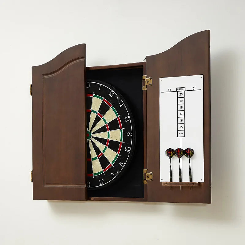 🏆 Professional Sisal Dartboard 🎯 with Cabinet & 6 Steel-Tip Darts | Self-Healing Fiber, 18" Official Size