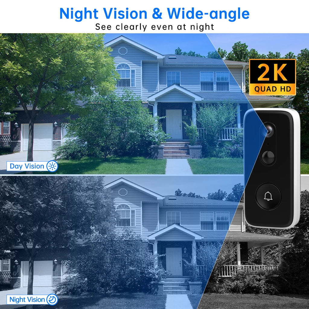 🔔📹 JOOAN 2K Intelligent WiFi Video Doorbell | Smart Home Camera Intercom 🔐 | Outdoor Battery-Powered Wireless Security Doorbell