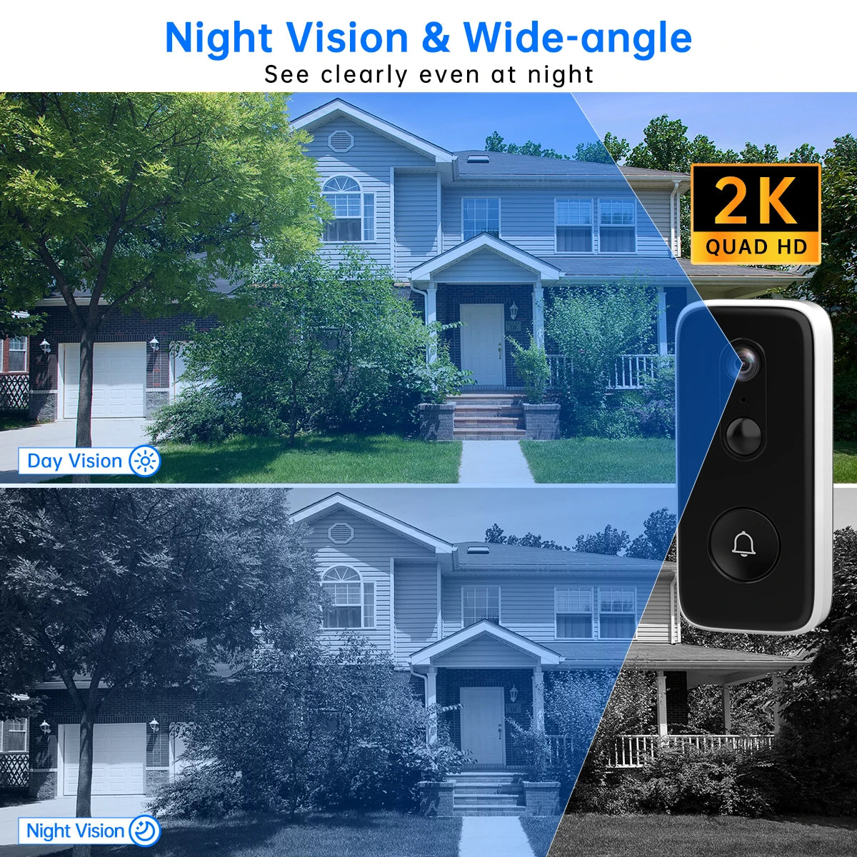 🔔📹 JOOAN 2K Intelligent WiFi Video Doorbell | Smart Home Camera Intercom 🔐 | Outdoor Battery-Powered Wireless Security Doorbell