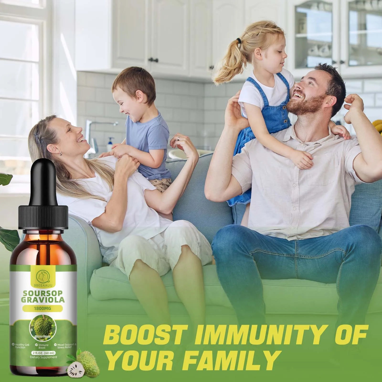 2 Fl. oz. Natural Soursop (Graviola) Extract Drops | Plant-Based Wellness Support | Antioxidant-Rich | Gluten-Free | 2 Fl. oz. Liquid Herbal Supplement 🌿
