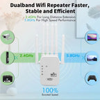 1200Mbps Wireless WiFi Repeater 2.4G 5.8G Signal Router 802.11N Long Range Wireless WiFi Extender Amplifier WIFI Booster