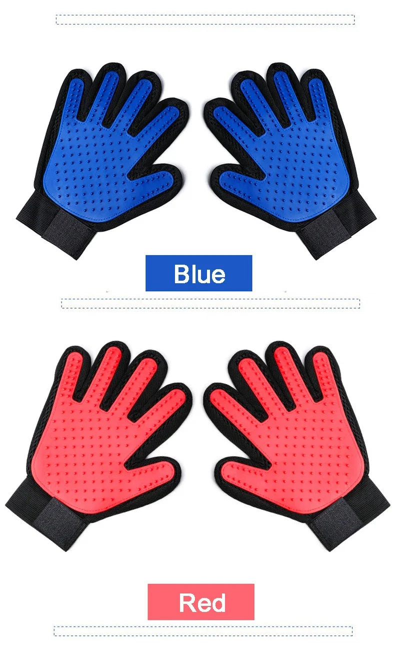 Silicone Pet Grooming Gloves – Hair Removal Brush for Dogs & Cats