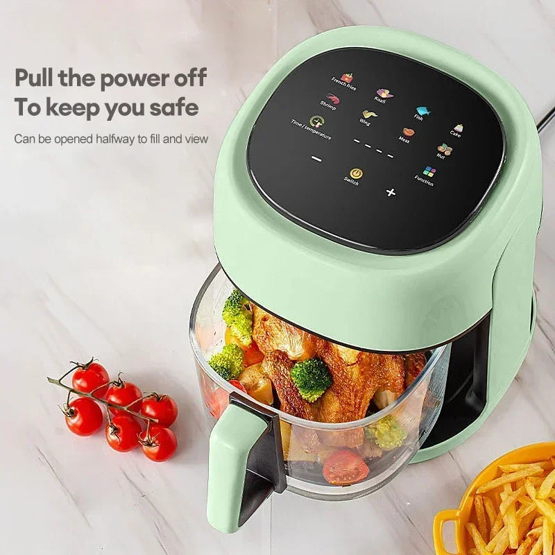🍟✨ 4.5L Smart Electric Air Fryer | Oil-Free 360° Convection Baking Oven 🔥 | Automatic Household Air Fryer with Visible Window (EU 220V)