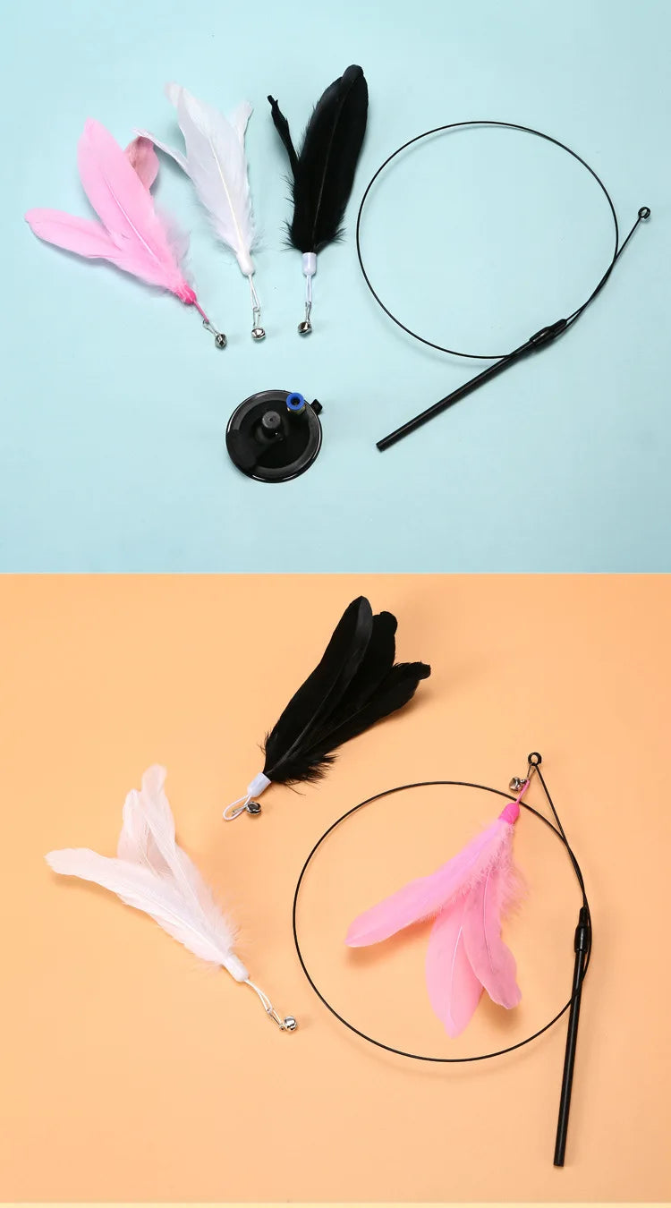 🐱🪄 Hands-Free Interactive Cat Teaser Wand with Suction Cup