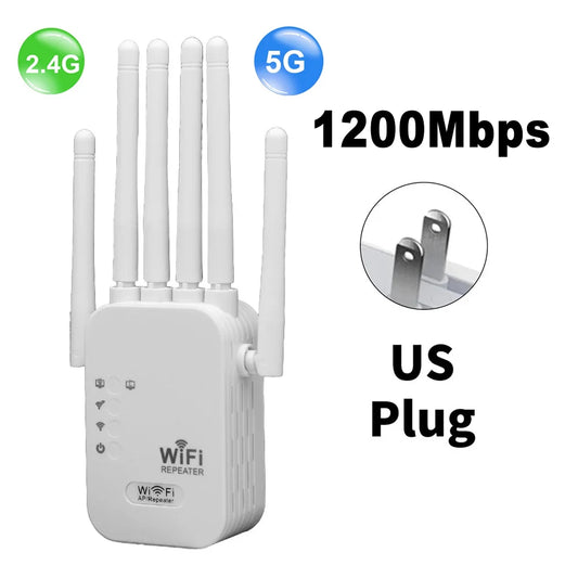 Dual Band WiFi Signal Booster Repeater 1200Mbps 2.4G 5G Dual-band Network 802.11ac WiFi Amplifier Router