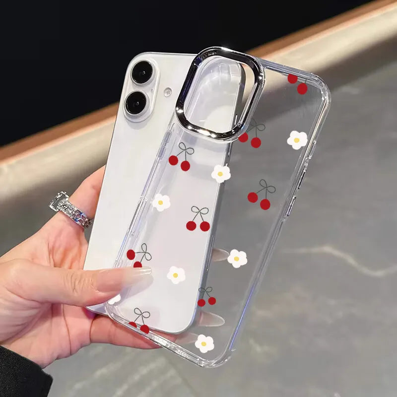 Daisy Floral Clear Phone Case with Metal Lens Frame for Google Pixel