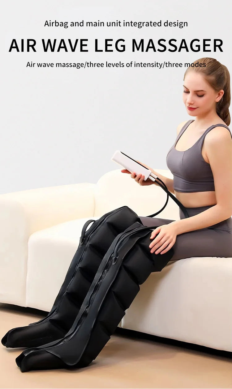 Air Pressure Leg Massager with Foot Boots for Kneading Squeezing and Deep Relaxation with Remote Control