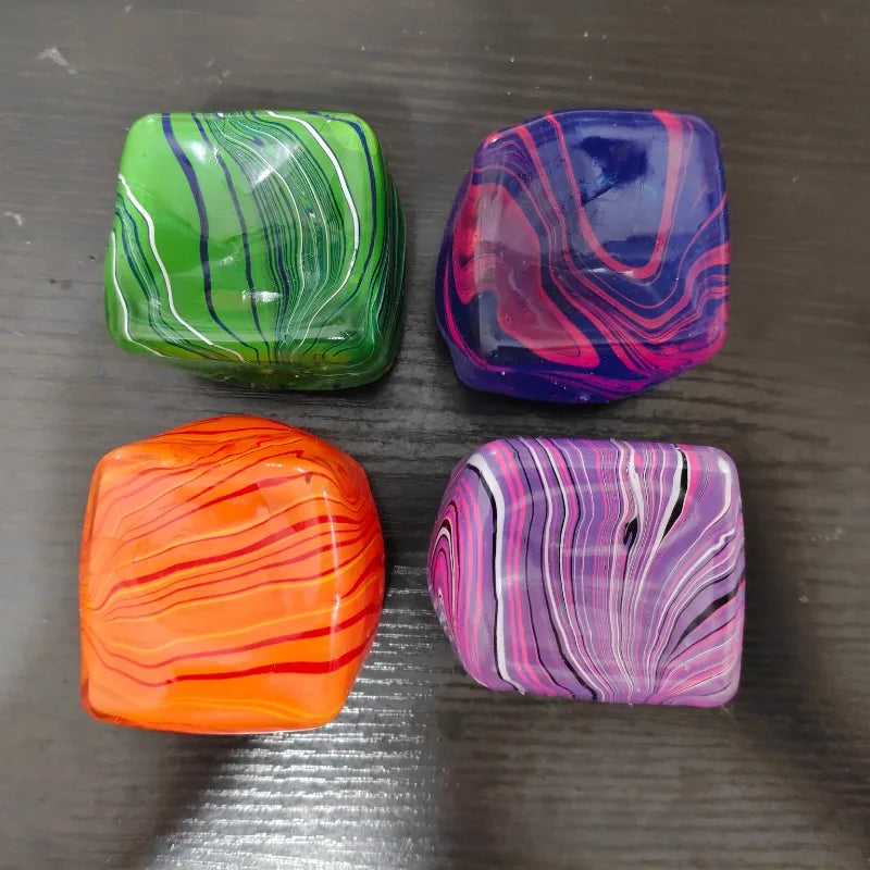 Striped Gel-Filled Squishy Cube – Slow-Rebound Sensory Fidget Toy