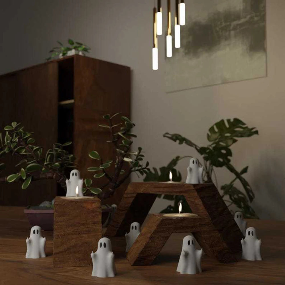 Halloween Kitten Ghost Figurine – Cute 3D Desktop Décor