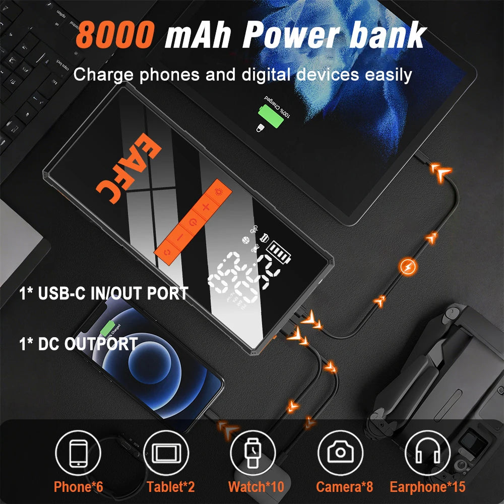 🚗⚡ 12V Car Jump Starter 4-in-1 – Wireless Tire Inflator Air Compressor, Power Bank & Fast Charging Portable Battery