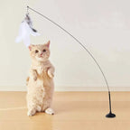 🐱🎀 Funny Fluffy Feather Cat Teaser Wand with Bell & Suction Cup