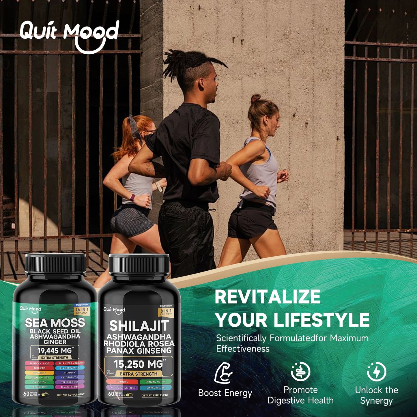 Sea Moss & Shilajit Energy Bundle for Men and Women – With Black Seed Oil, Ashwagandha, Ginger, Burdock Root & Turmeric