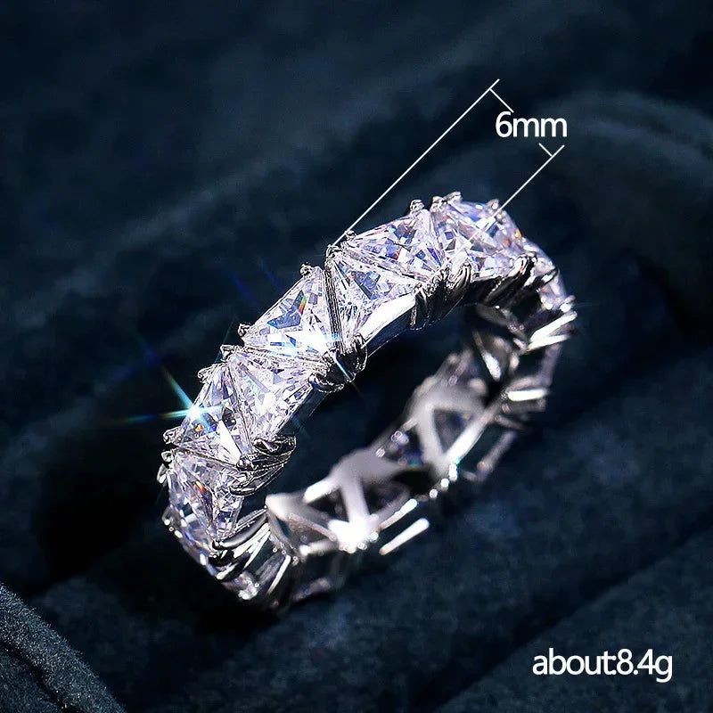 ✨ Luxurious 925 Sterling Silver Ring 💍 | Triangular AAA Zircon Crystal | Engagement, Wedding & Anniversary Jewelry Gift 🎁