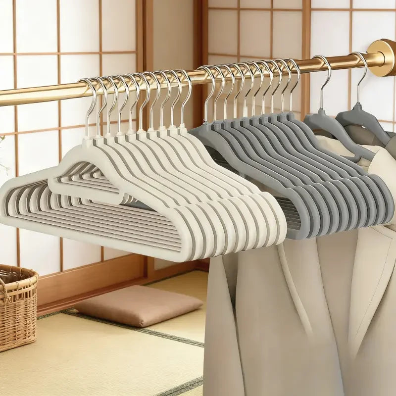 👗✨ Velvet Clothes Hangers Non-Slip (2–60 PCS) | Sturdy Drying & Storage Hangers 🖤 | Wardrobe Organizer Hangers for Bedroom & Closet