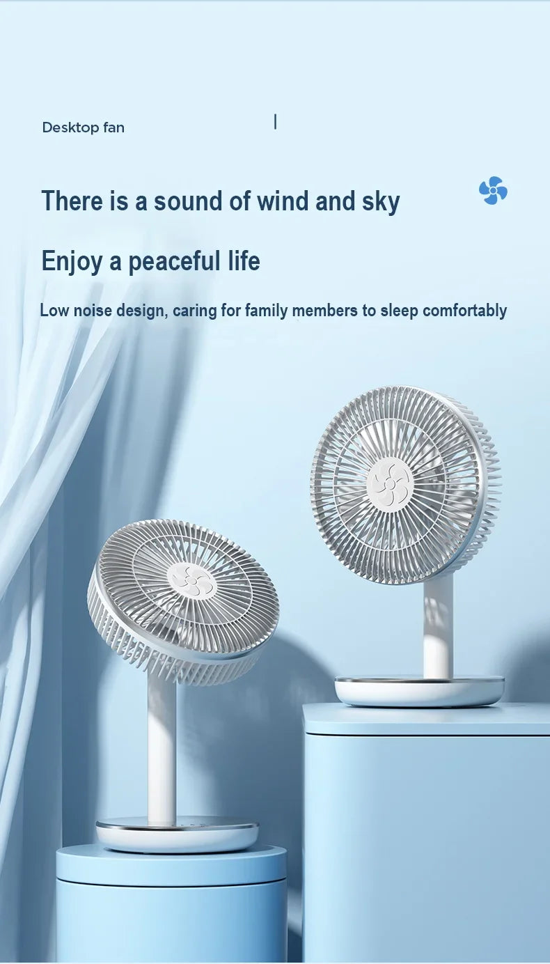 🌬️🔋 7200mAh Rechargeable Desktop Fan – High Wind Portable Table Fan