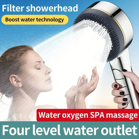 🚿💧 Four-Speed Filtered Supercharged Shower Head – Water-Seal High-Pressure Multi-Functional Bathroom Sprayer (1PC)