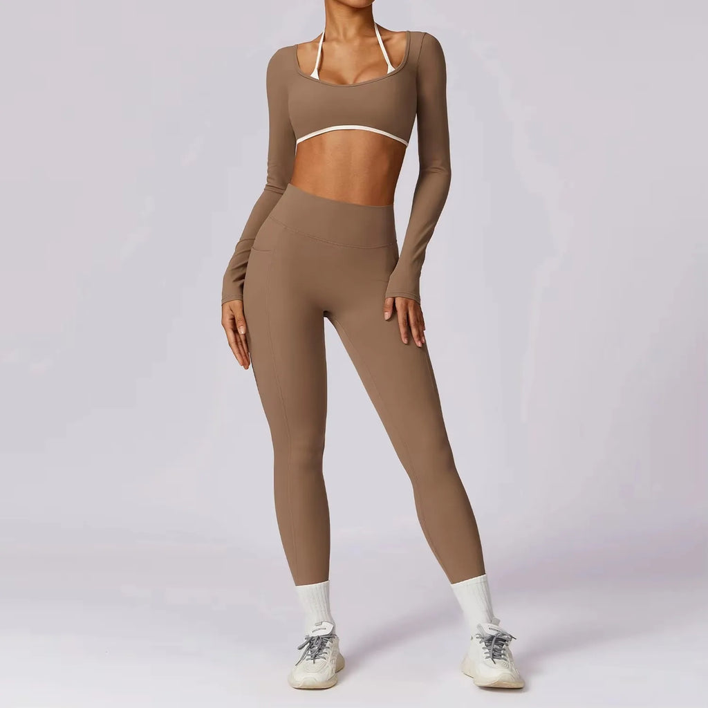 2Pcs Gym Set Women Workout Backless Yoga Suit Women Quick Dry Running Legging Fitness Bra Short-sleeved Shirt Sports Suit Female