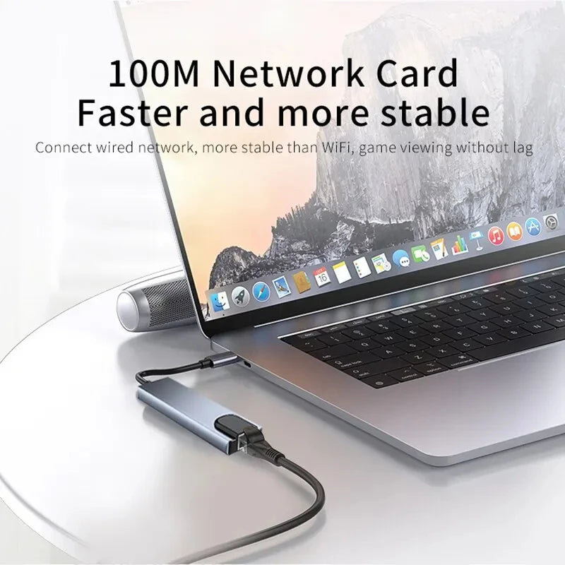 🔗💻 8-in-1 USB-C Hub – 4K HDMI Docking Station with RJ45 & PD