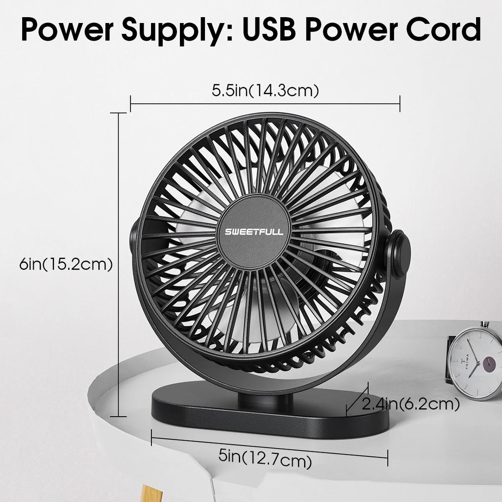 🌬️💻 Portable USB Electric Fan – 3 Speed Silent Mini Cooler