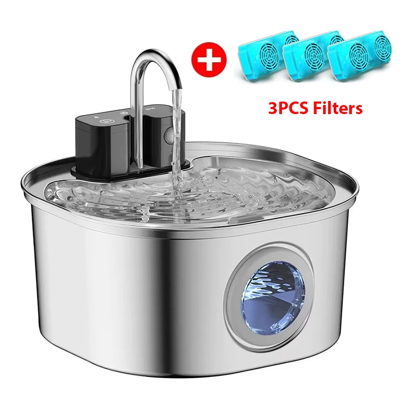 💧🐾 3.2L Stainless Steel Wireless Pet Water Fountain – 4000mAh