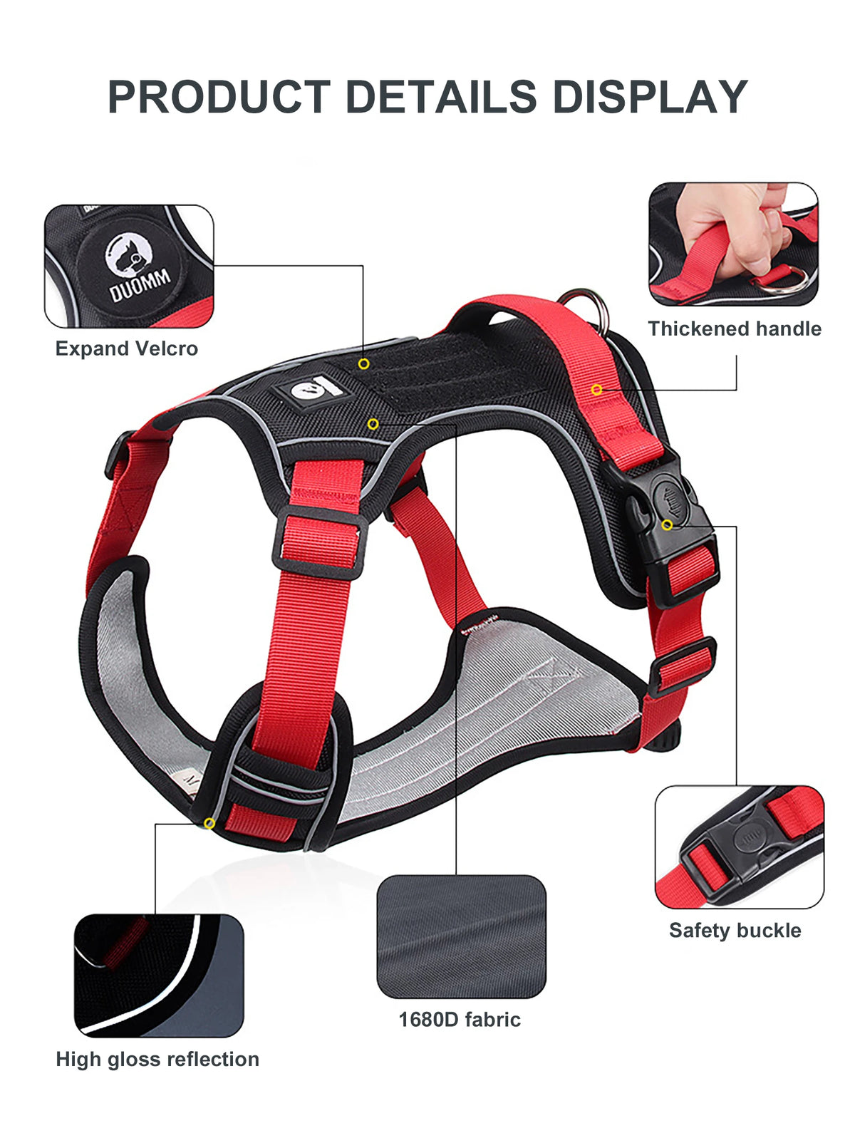 🐕🛡️ Reflective Tactical Dog Harness – 1680D Waterproof Vest