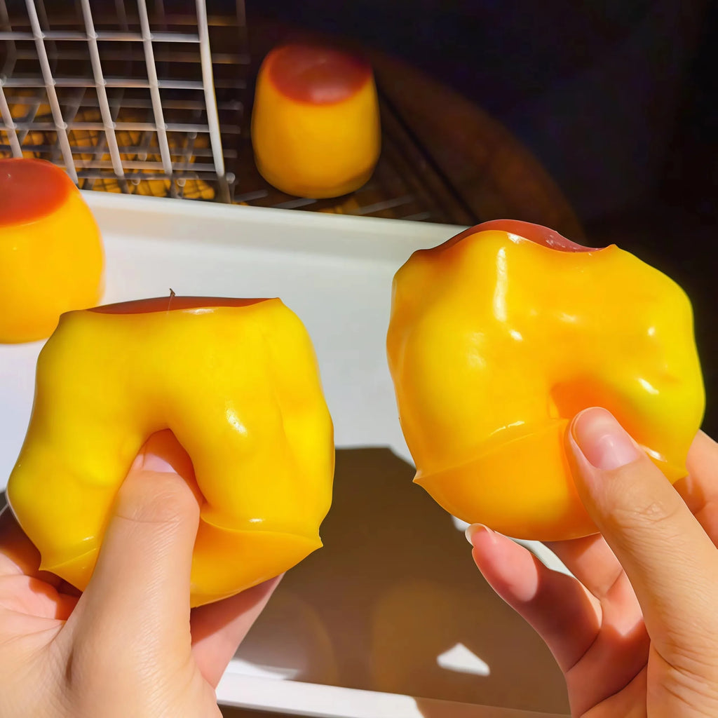 Caramel Pudding Squishy Stress Ball – Soft Sensory Block Fidget Toy