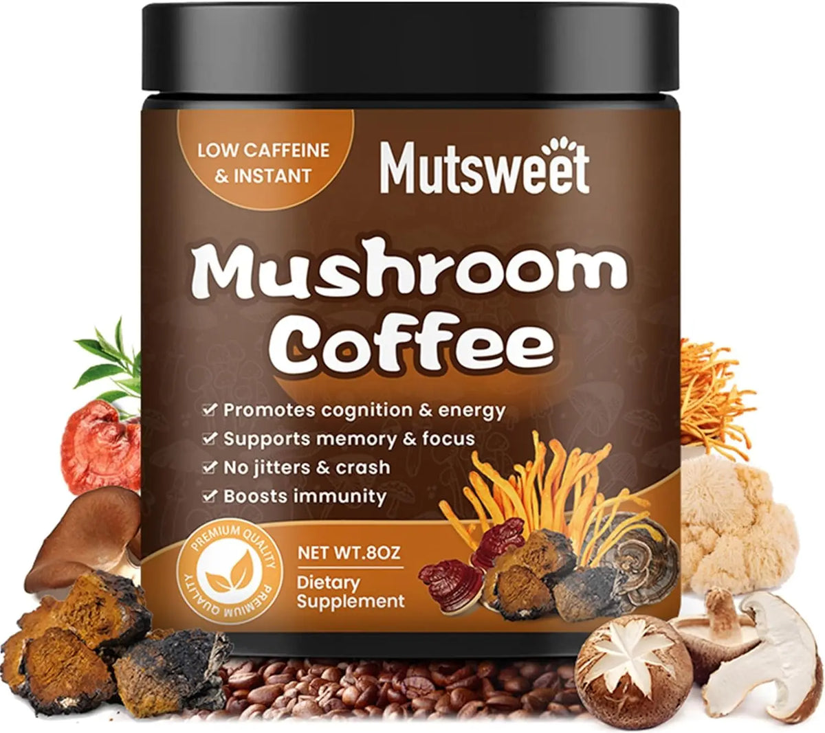  Organic Ground Coffee with Lion's Mane Mushroom and Chaga| Nootropic Mushroom Coffee for Better Focus and Immune Support