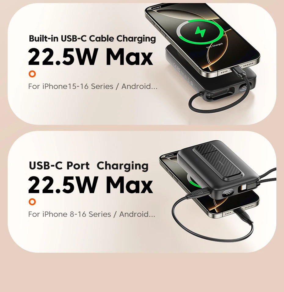 Toocki 10000mAh Magnetic Wireless Power Bank – 15W / 22.5W PD Fast Charge