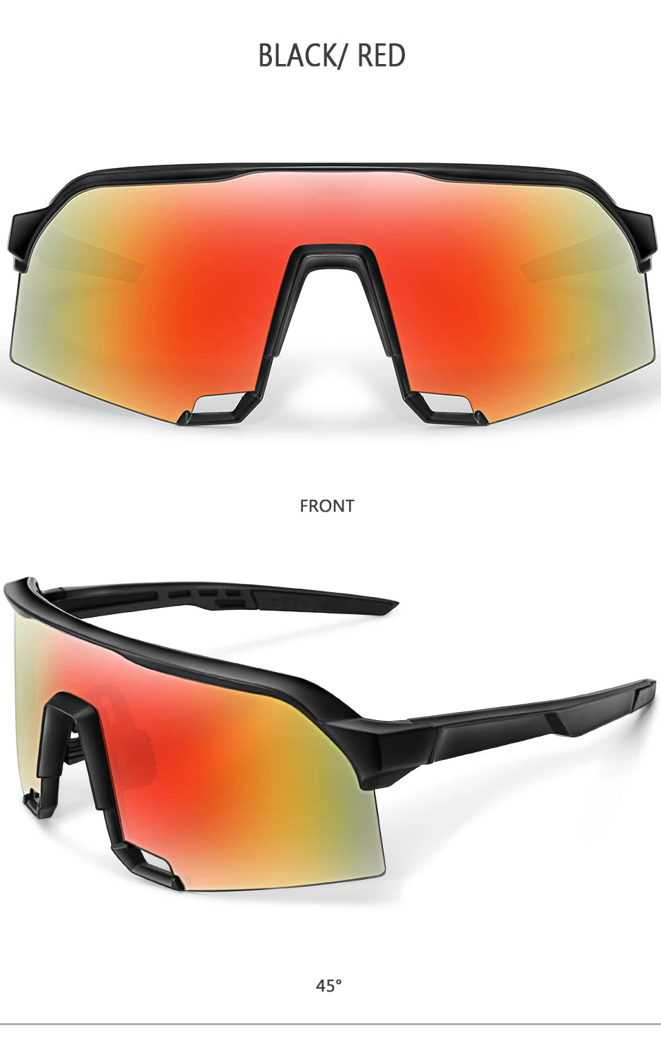 Cycling Sunglasses for Men and Women UV400 Available in 5 colors, these big-frame eyewear pieces are perfect for running, fishing, and other sports activities.