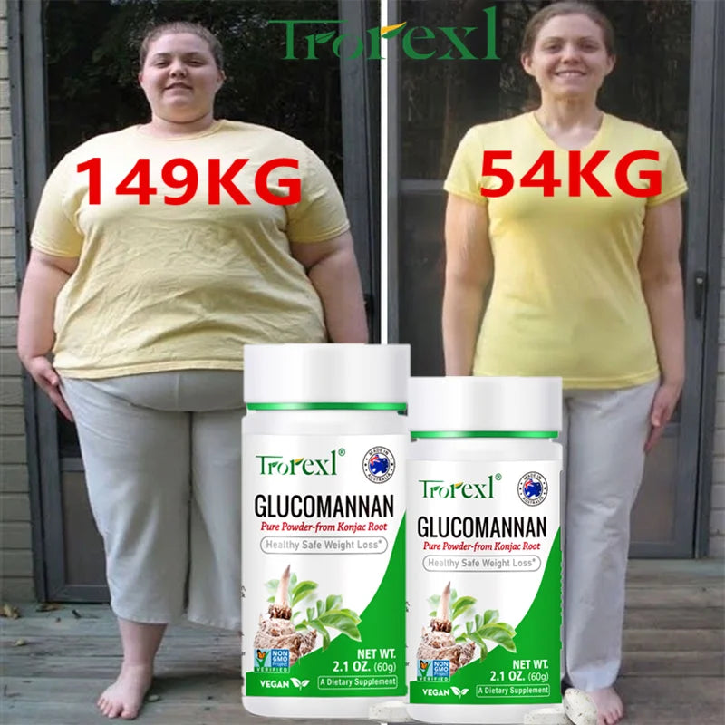 🌿💧 100PCS Glucomannan Powder – Vegan, Non-GMO, Gluten-Free Natural Weight Loss & Appetite Support