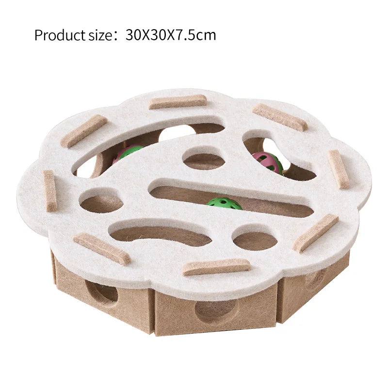 🧩🐾 Interactive Cat Puzzle Felt Toy Box – Maze Tunnel with Bell Ball