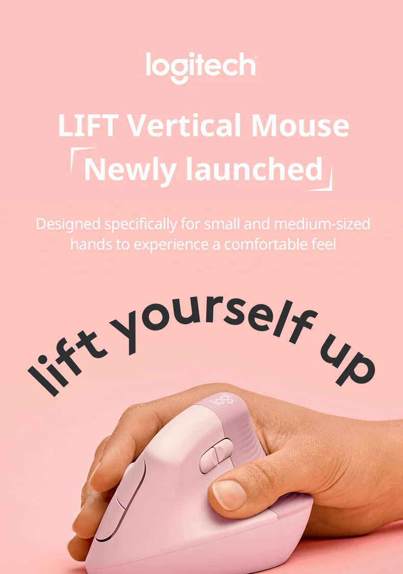 🖱️💜 Logitech Lift Vertical Ergonomic Wireless Mouse – Silent Click Dual Mode