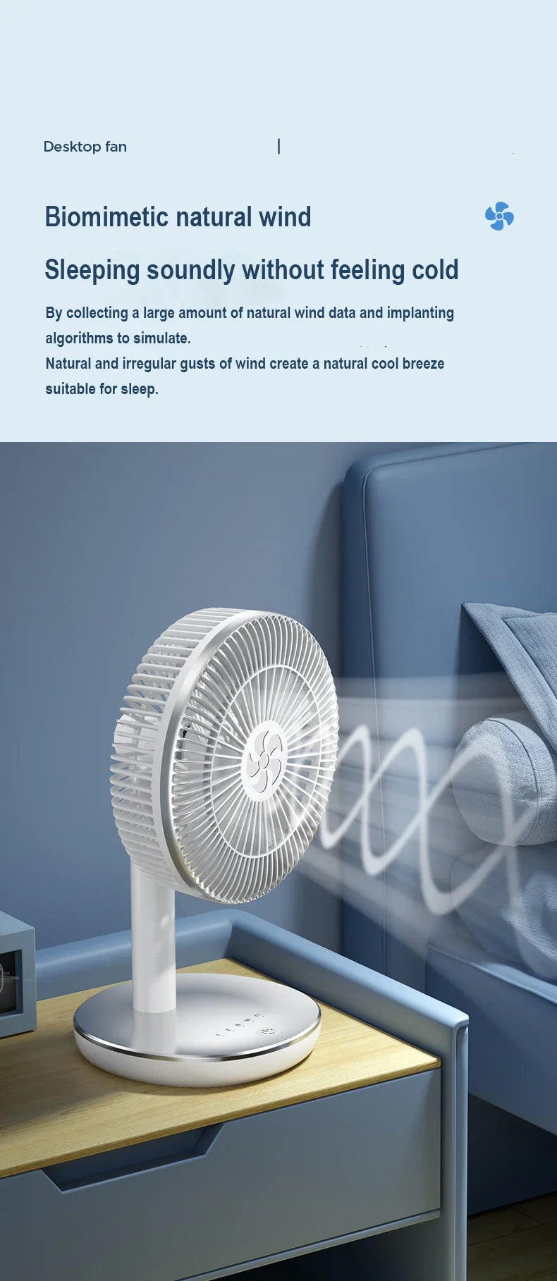 🌬️🔋 7200mAh Rechargeable Desktop Fan – High Wind Portable Table Fan