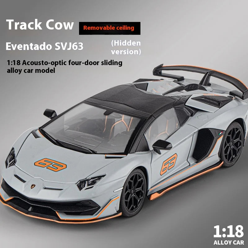 1:18 Scale SVJ63 Alloy Car Toy Model with Sound & Light Effects – Diecast Supercar Collection