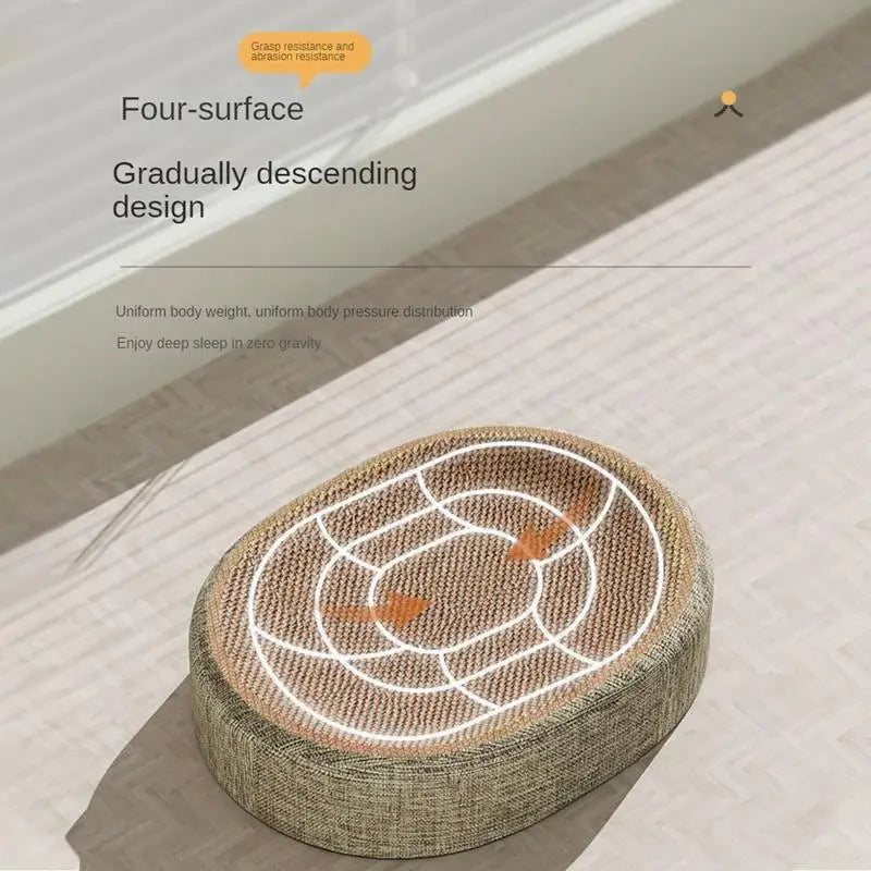 2-in-1 Cat Scratching Board Protects Furniture, Grinding Claw Toys, Oval Sisal Weaving Wear-resistant Cat Nest Cat Accessories