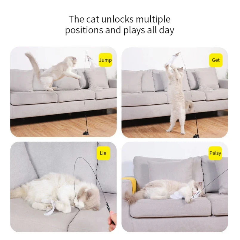 🐱🪄 Hands-Free Interactive Cat Teaser Wand with Suction Cup
