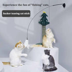 🐱🎀 Funny Fluffy Feather Cat Teaser Wand with Bell & Suction Cup