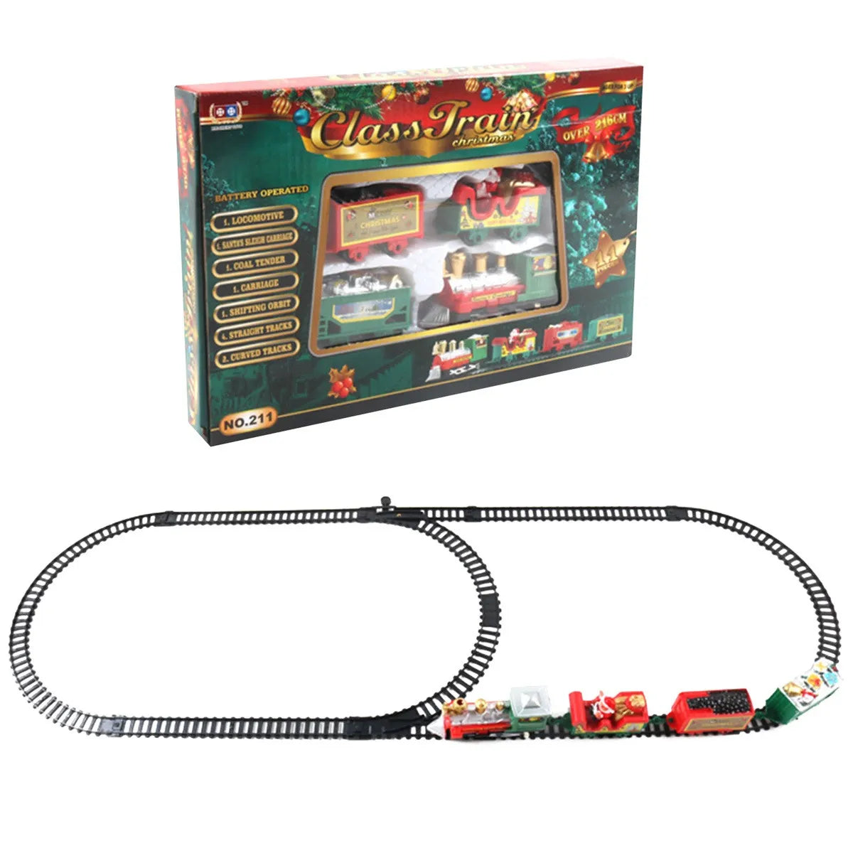 Electric Christmas Train Toy Set with Light Sound Train Track Railway Educational Toys for Kids Party Xmas Gifts