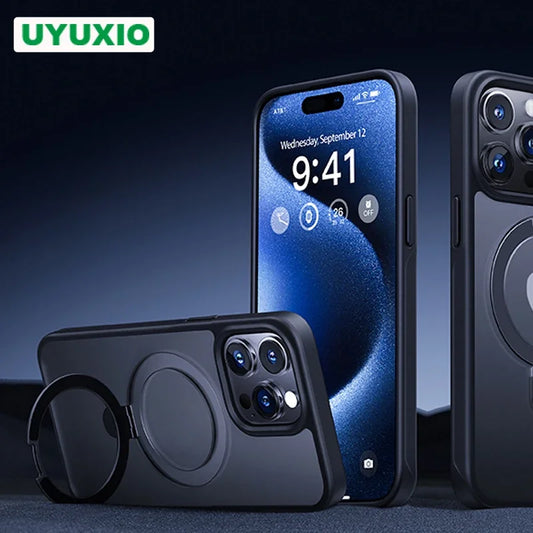 Matte Magnetic Ring Stand Case for iPhone – Ultra Slim Cover