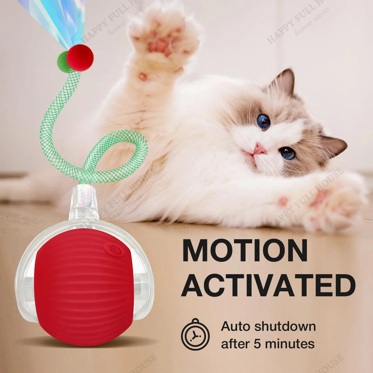 Interactive automatic cat toy ball with three play modes for indoor cats