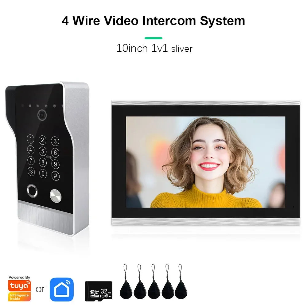 🔔📹 High Quality Video Doorbell Intercom System | Large Screen Smart Videophone 🔐 | Tuya Smart 5-in-1 Unlock 1080P for Home & Apartment