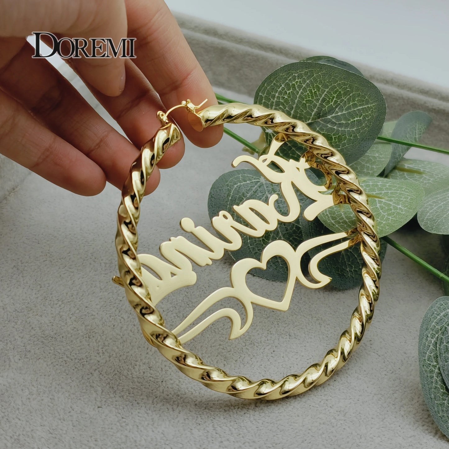 🐱✨ DOREMI Custom Name Cat Hoop Earrings 💖 |Big Stainless Steel Hoops 🔥 | Hip Hop Style Personalized Earrings for Women 🎁