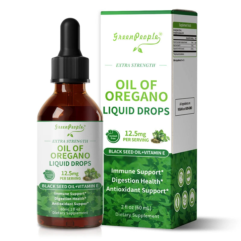 2 fl oz Organic Oregano Oil Drops with Black Seed & Vitamin E | Vegan, Sugar‑Free, Non‑GMO Wellness Blend 🌿