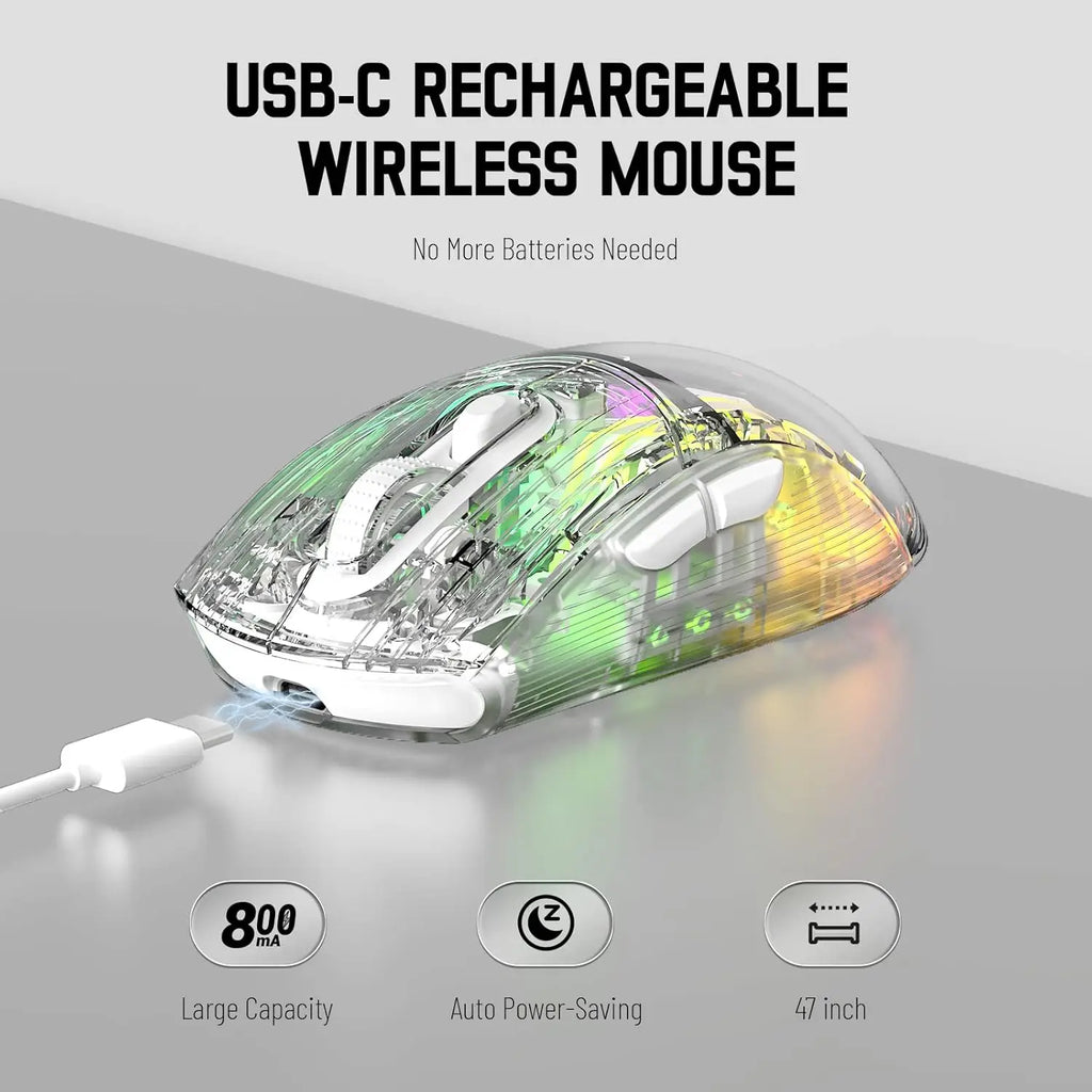 🔥🖱️ ATTACK SHARK X2 Pro Triple Mode Wireless RGB Gaming Mouse – Transparent Shell