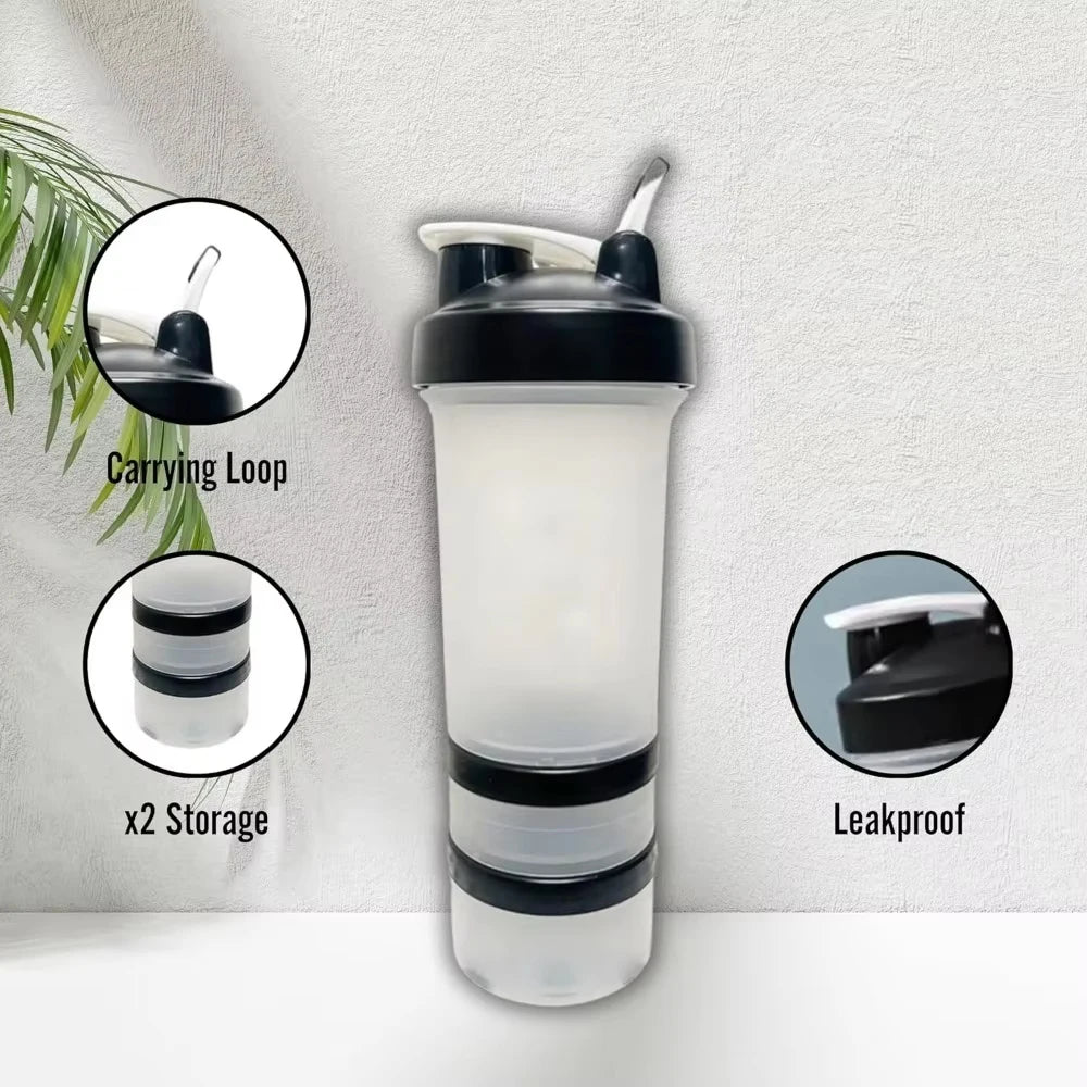 🥤💪 Protein Shaker Cup 400/600/650ml – Leakproof with Metal Stirrer
